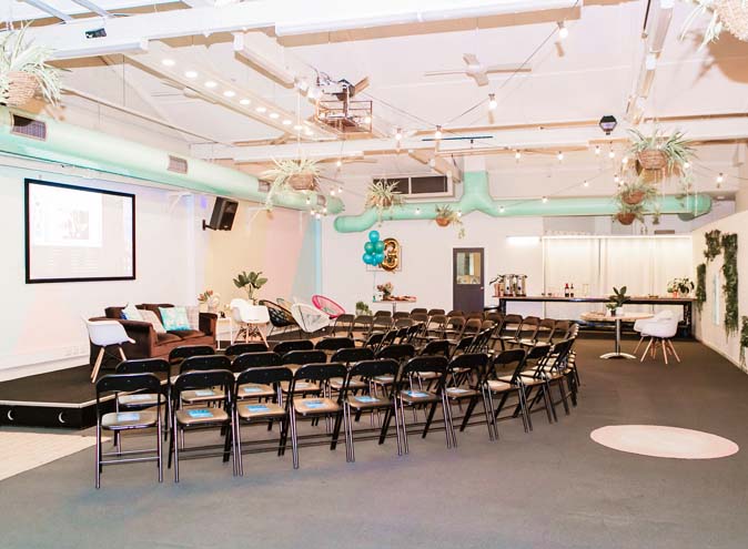 One Roof Women function rooms Melbourne venues Southbank cbd city venue hireblank canvas small product conference seminar photoshoot event art modern studio 001