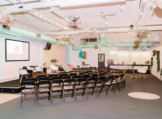 One Roof Women function rooms Melbourne venues Southbank cbd city venue hireblank canvas small product conference seminar photoshoot event art modern studio 010 2