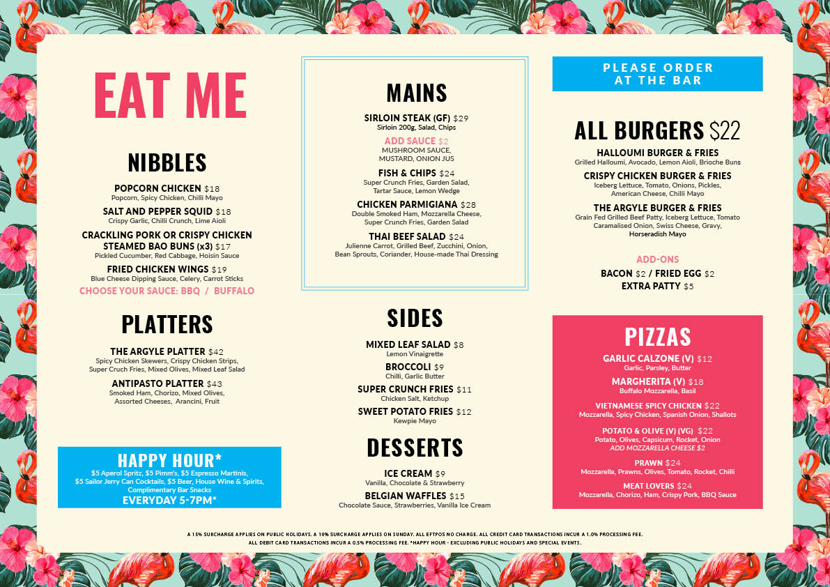 Argyle Food Menu 03.04.2019